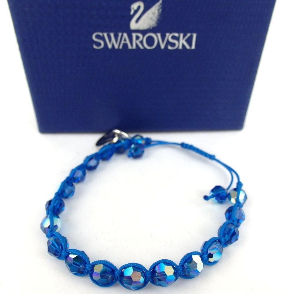 Authentic SWAROVSKI Siam Capri Blue bracelet Crystal beads/metal [Used]